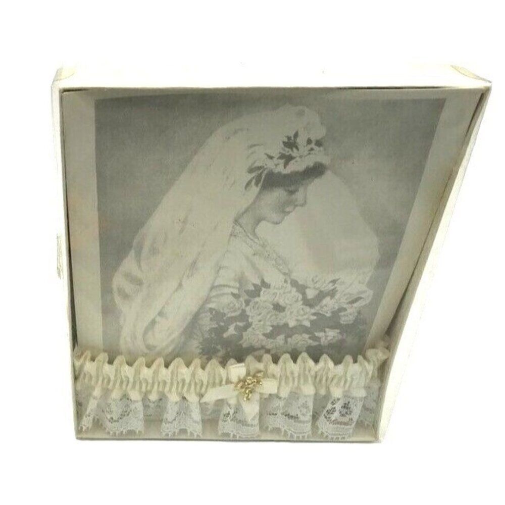 Vintage Lace Bridal Garter Wedding Guardian Angel Pin White Satin Lace